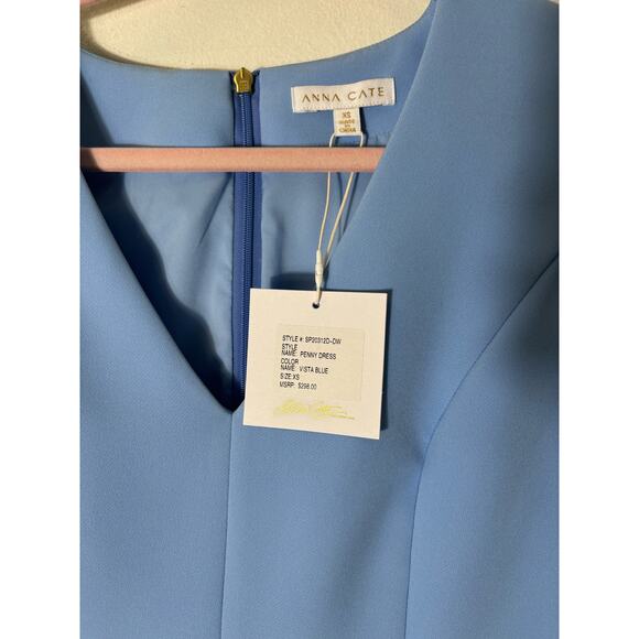 NWT Anna Cate Light Blue Half Sleeve Knee Length Party Dress Sz XS - Picture 2 of 2